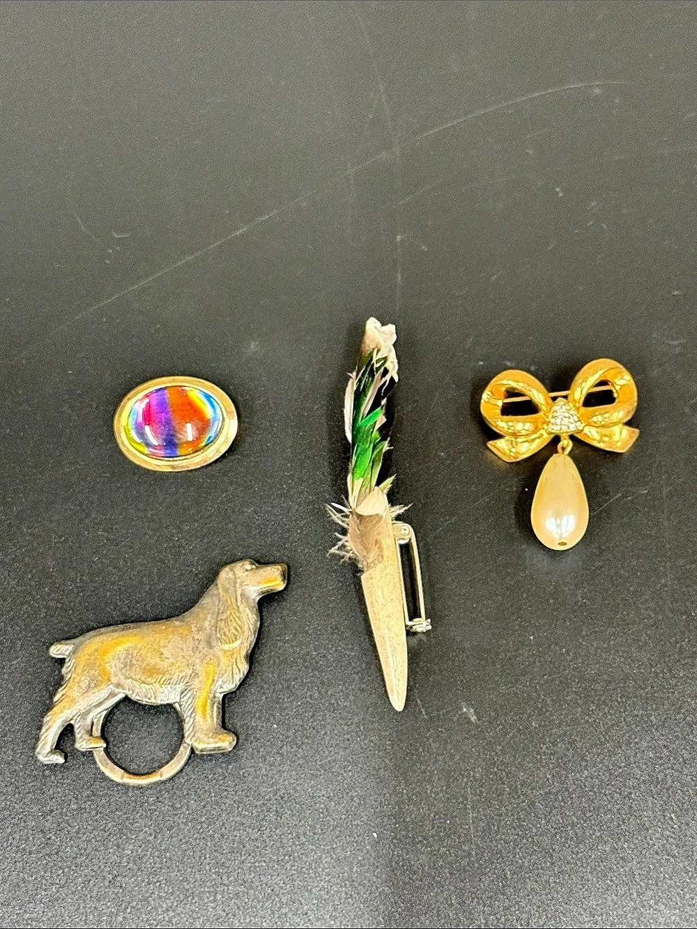 Vintage Brooch Lot Gold Multicolor